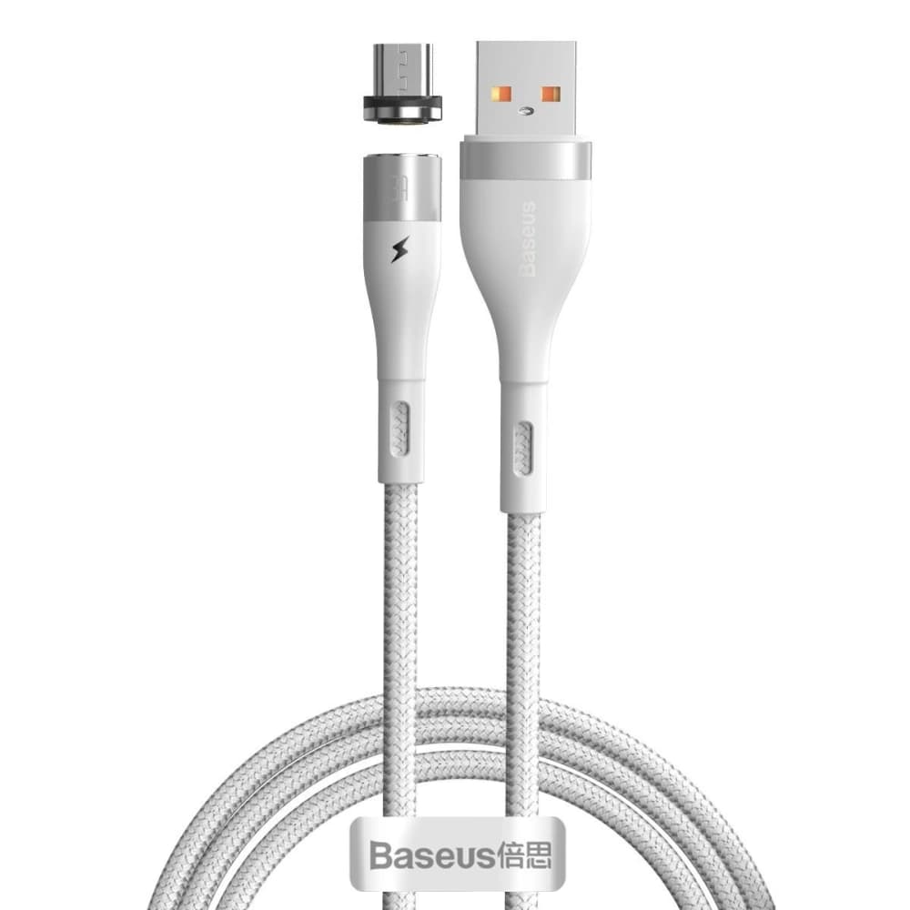 Kabel magnetic USB - Micro USB Baseus Zinc 2.1A 1m (alb) - 1