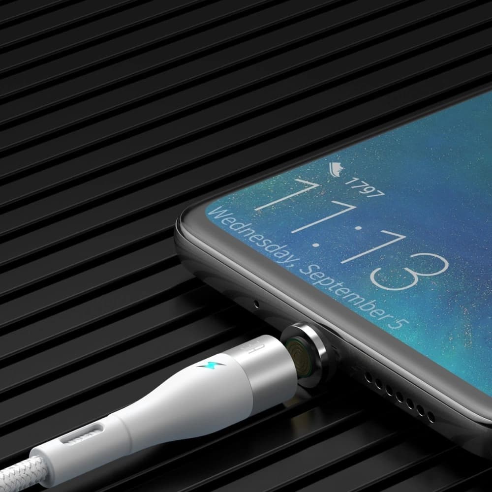 Kabel magnetic USB - Micro USB Baseus Zinc 2.1A 1m (alb) - 4