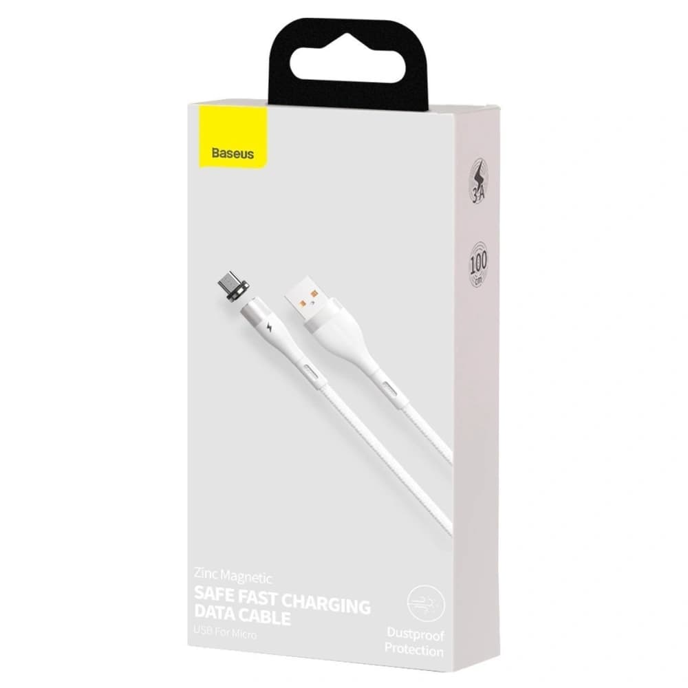 Kabel magnetic USB - Micro USB Baseus Zinc 2.1A 1m (alb) - 5