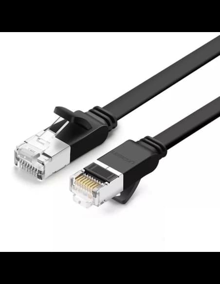 UGREEN lapos hálózati kábel fém csatlakozókkal, Ethernet RJ45, Cat.6, UTP, 10m (fekete)