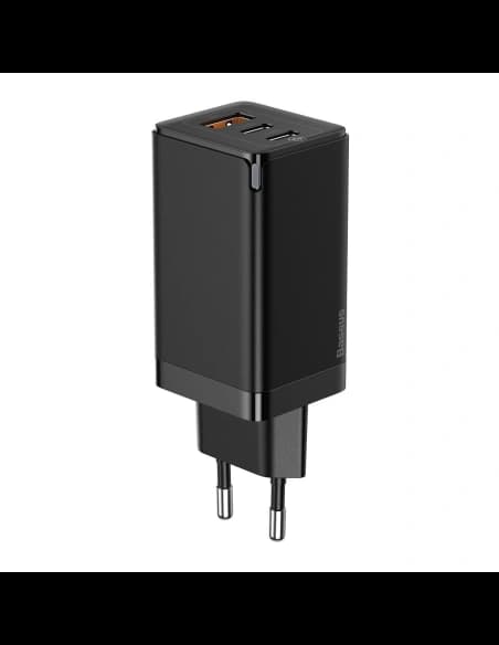 Ładowarka sieciowa Baseus GaN Pro, C+C+A, 65W, EU (czarna)