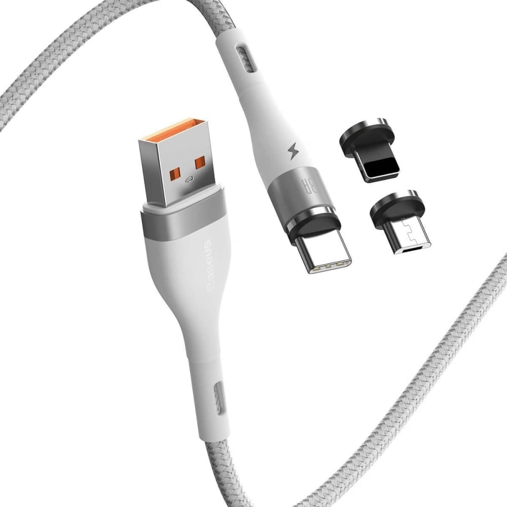 Kabel USB Baseus Fast 4w1 USB do USB-C / Lightning / Micro 3A 1m (bílý) - 1