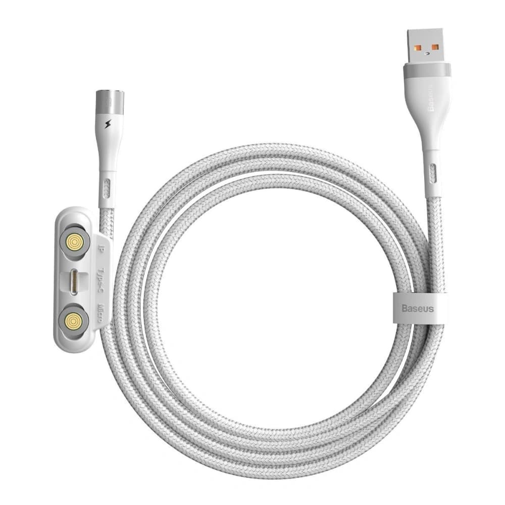 Kabel USB Baseus Fast 4w1 USB do USB-C / Lightning / Micro 3A 1m (bílý) - 2
