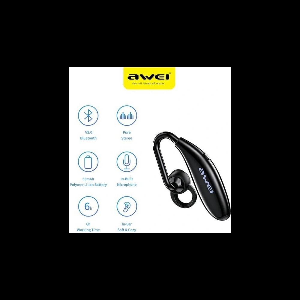 AWEI In-Ear Wireless Headset Bluetooth mono N5 black - 2