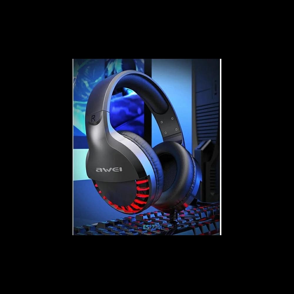AWEI gaming ES-770i fülhalgató mikrofonnal fekete színben - 3