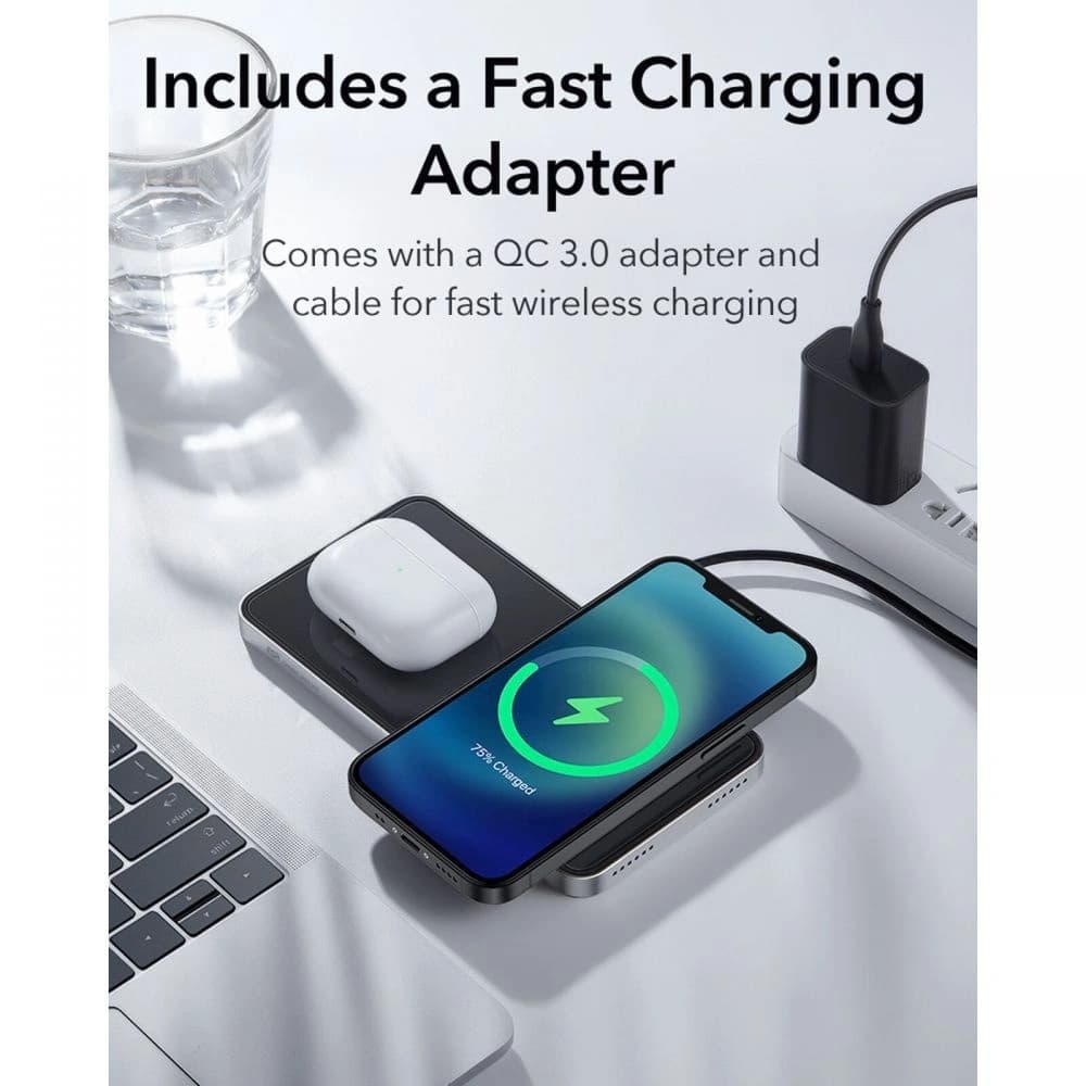 Bezdrátová nabíječka ESR HaloLock 2w1 Magnetic MagSafe Wireless Charger Black - 3