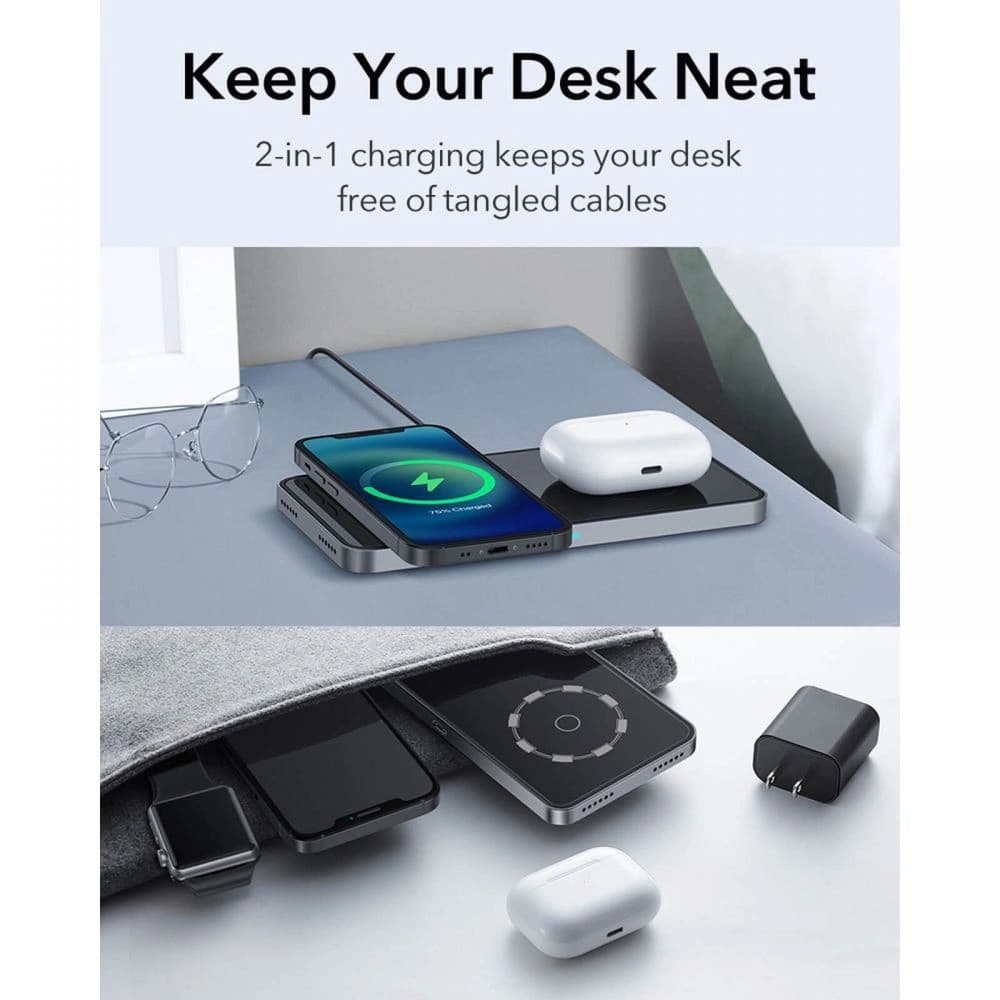 Bezdrátová nabíječka ESR HaloLock 2w1 Magnetic MagSafe Wireless Charger Black - 5