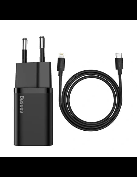 Ładowarka sieciowa Baseus Super Si Quick Charger 1C 20W z przewodem USB-C do Lightning 1m (czarna)
