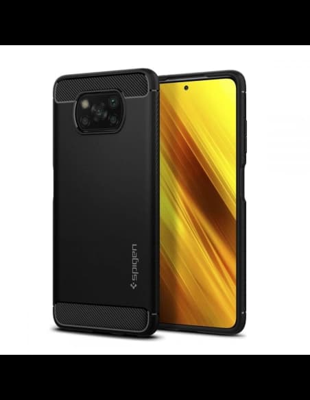 Spigen Tasche Rugged Armor Pocophone X3/Pro/NFC Mattschwarz