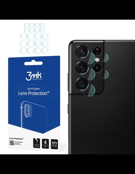 3MK Samsung Hybridglas für Kameraobjektiv Objektivschutz Galaxy S21 Ultra [4 PACK]