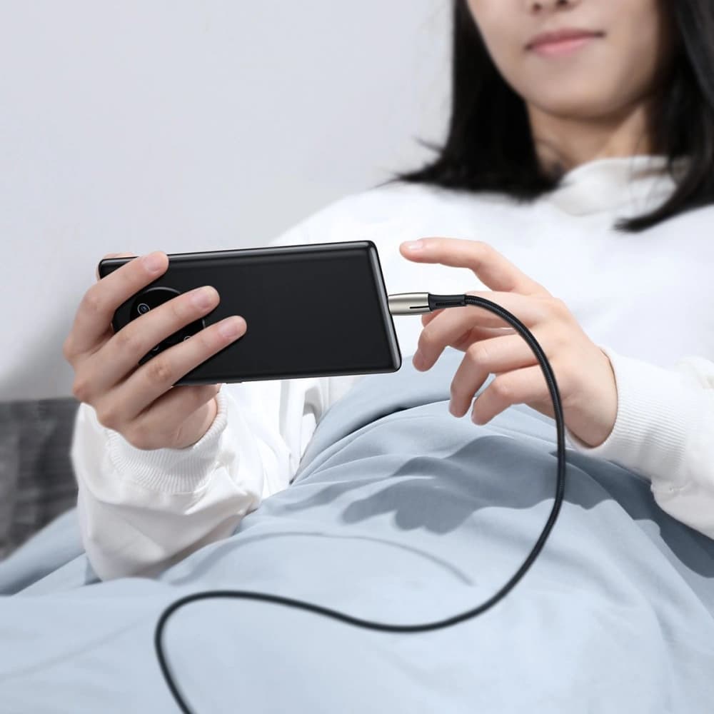 Baseus USB-zu-USB-C-Kabel Wassertropfenförmig, LED, 66W, 6A, 2m (schwarz) - 7