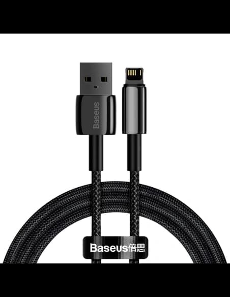 USB kábel Lightning Baseus Tungsten Gold, 2.4A, 1m (fekete)