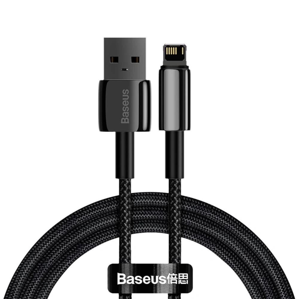 USB kábel Lightning Baseus Tungsten Gold, 2.4A, 1m (fekete) - 1