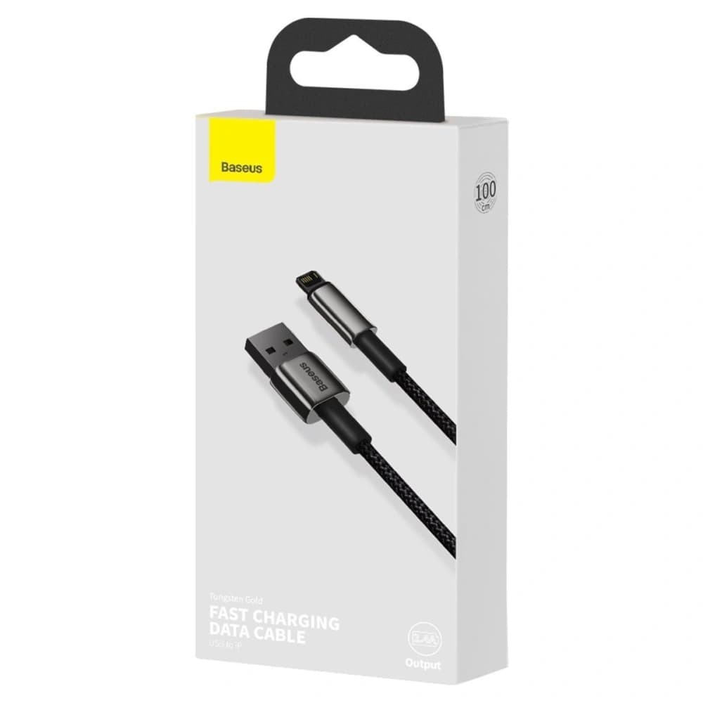 USB kábel Lightning Baseus Tungsten Gold, 2.4A, 1m (fekete) - 10