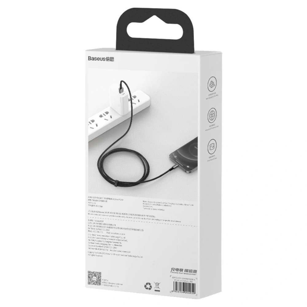 Kabel USB do Lightning Baseus Tungsten Gold, 2.4A, 2m (černý) - 11