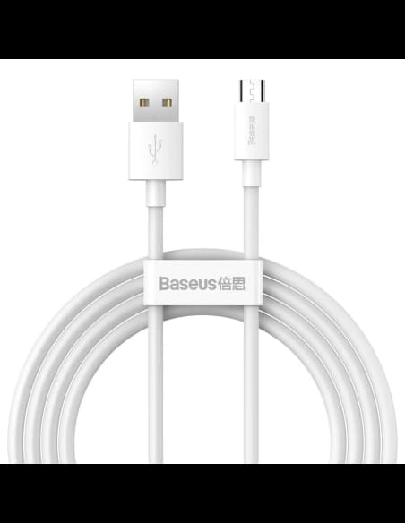 Micro USB kábel USB Baseus Simple Wisdom, 2.1A, 1.5m (fehér) 2db.