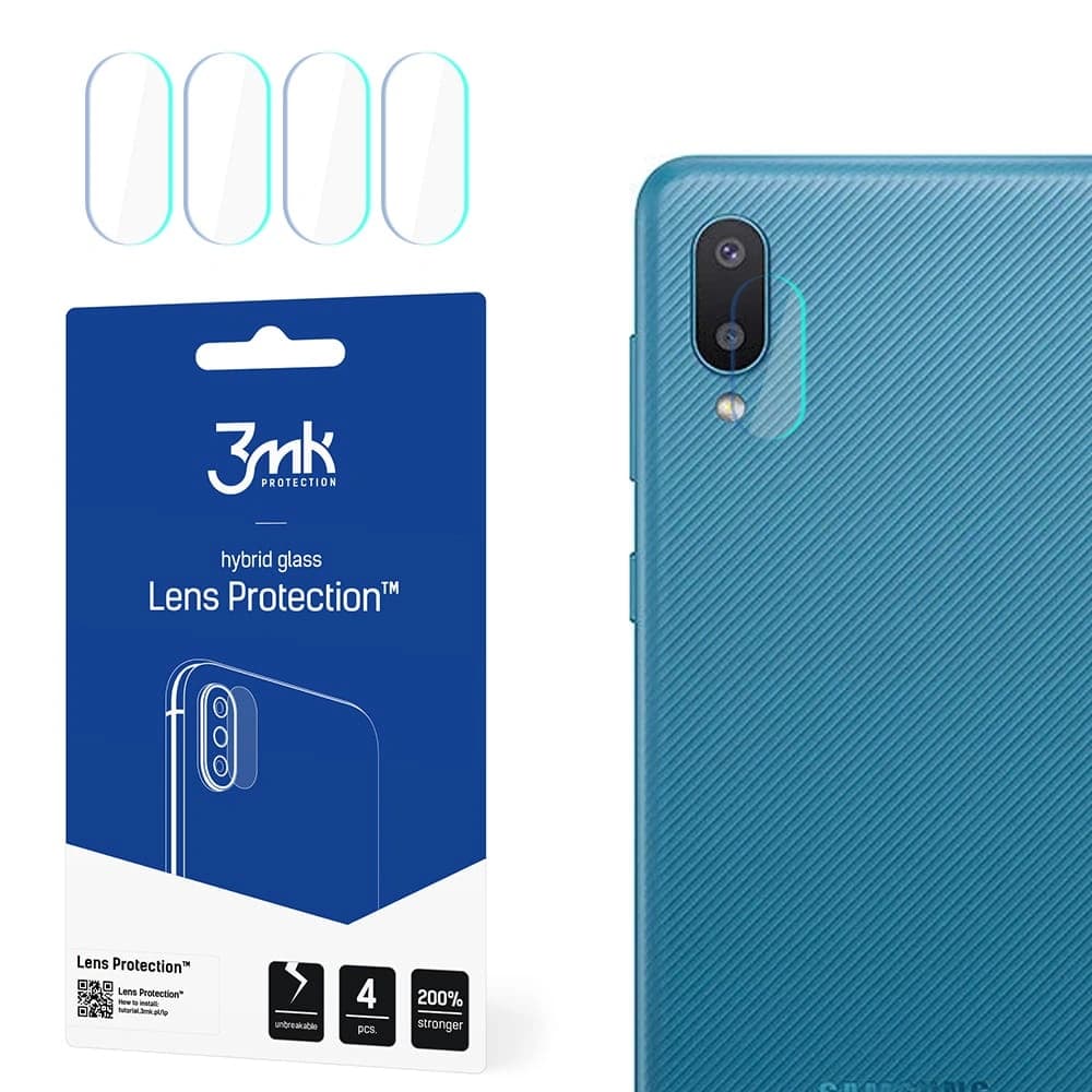 Sticlă hibridă pentru obiectivul camerei 3MK Protecție Lentile Samsung Galaxy M02 [4 PACK] - 1