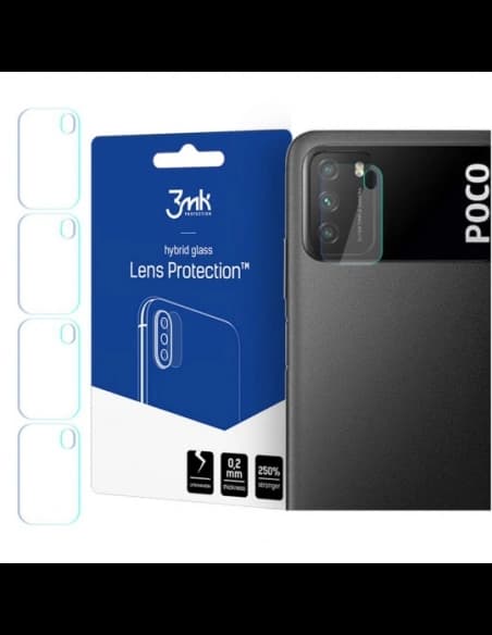 3MK Hybridglas für Kameraobjektiv Objektivschutz Pocophone M3 [4 PACK]