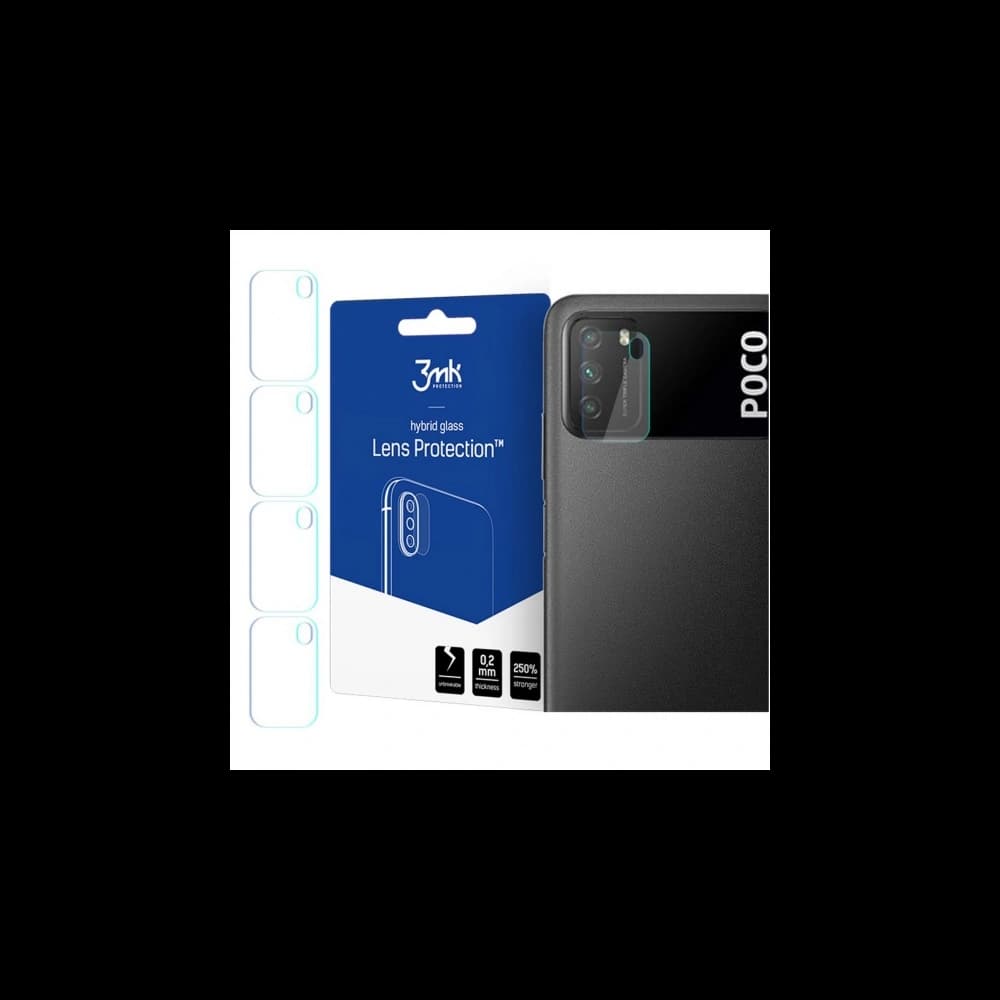Hybridní sklo na objektiv fotoaparátu 3MK Ochrana objektivu Pocophone M3 [4 PACK] - 1