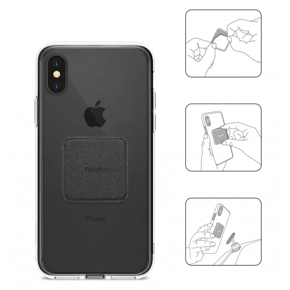 Mágneses tartóhoz való lapkák Ringke PU bőr fém lapok fekete - 4