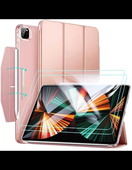 Etui ESR Ascend Trifold Apple iPad Pro 12.9 2021 (5. generație) Rose Gold + Sticlă securizată