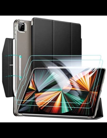 Etui ESR Ascend Trifold Apple iPad Pro 12.9 2021 (5. generație) Negru + Sticlă temperată