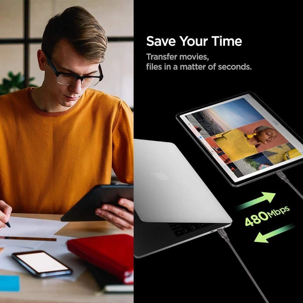 Spigen Essential C11C1 USB-C Cable PD 60W QC3.0 150cm Gunmetal - 5