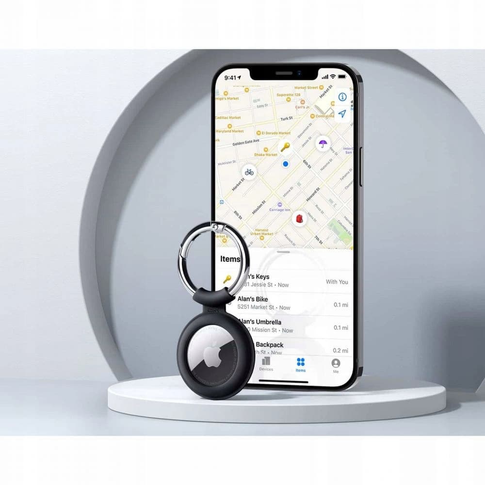 Silikonowe etui ESR Cloud Apple AirTag Black & Black - 7