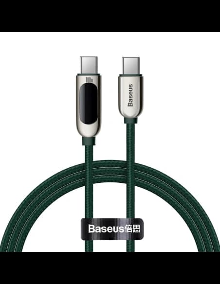 Cablul USB-C la USB-C Baseus Display, Power Delivery, 100W, 1m (verde)
