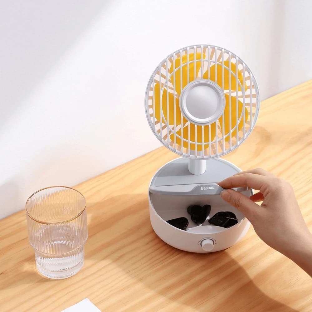 Stolní ventilátor Baseus Hermit s indukční nabíječkou 10W (bílý) - 8