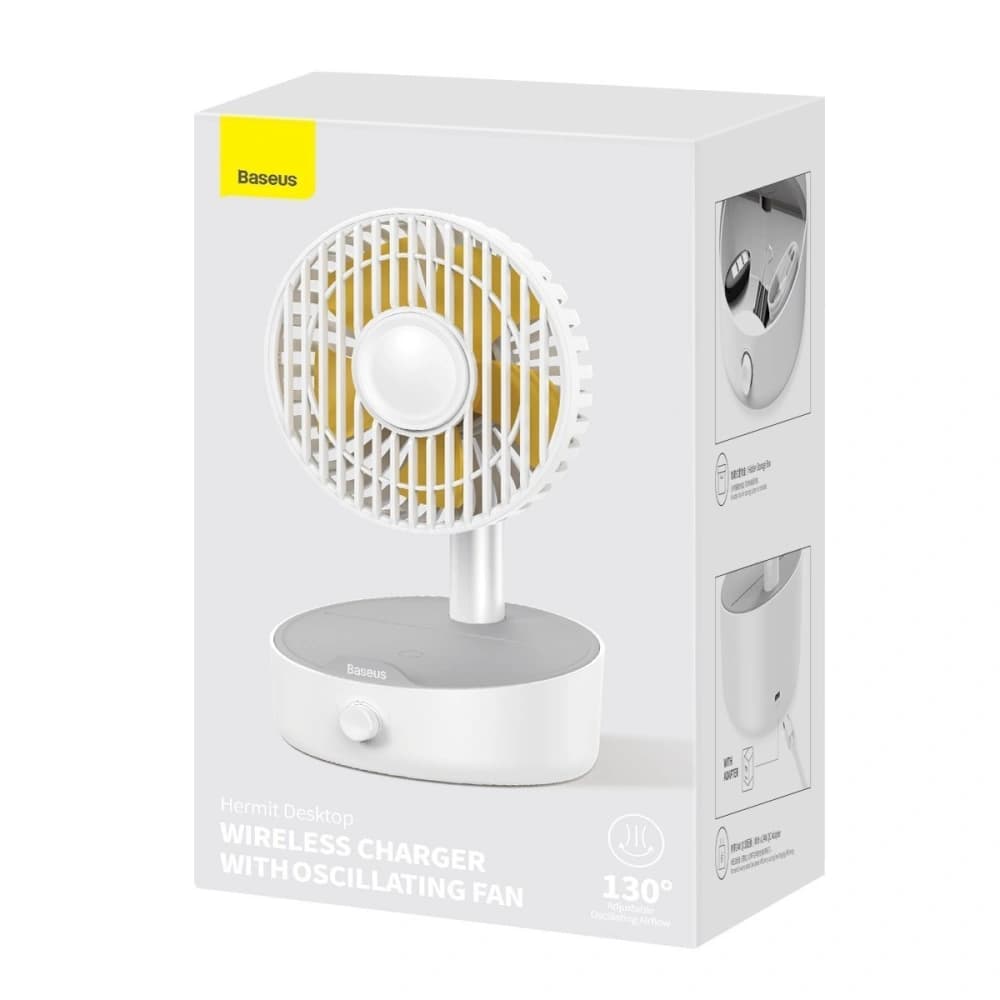 Stolní ventilátor Baseus Hermit s indukční nabíječkou 10W (bílý) - 10