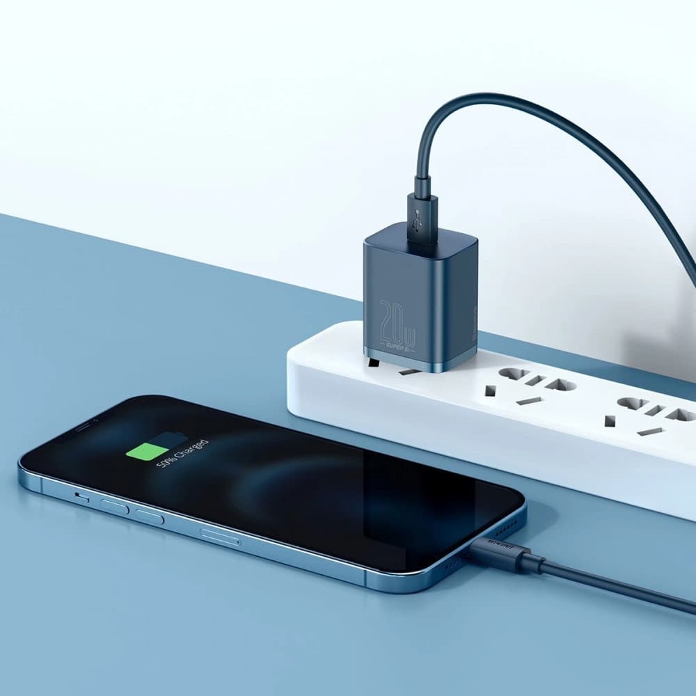 Încărcătorul de rețea Baseus Super Si Quick Charger 1C 20W cu cablu USB-C la Lightning de 1m (albastru) - 8