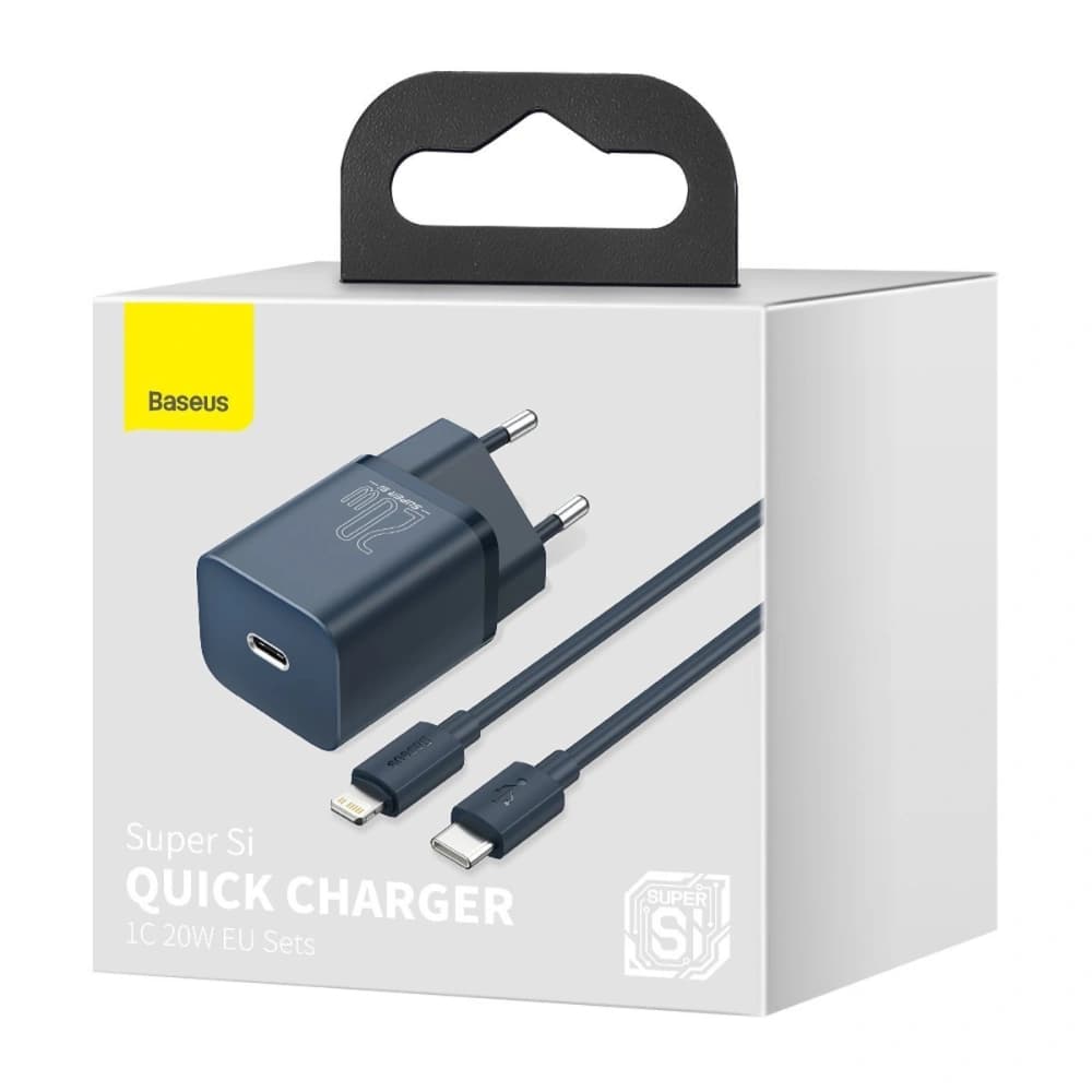 Încărcătorul de rețea Baseus Super Si Quick Charger 1C 20W cu cablu USB-C la Lightning de 1m (albastru) - 10