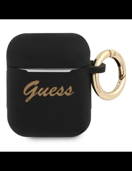 Etui Guess GUA2SSSK Apple AirPods kryt černý/black silikon Vintage Script