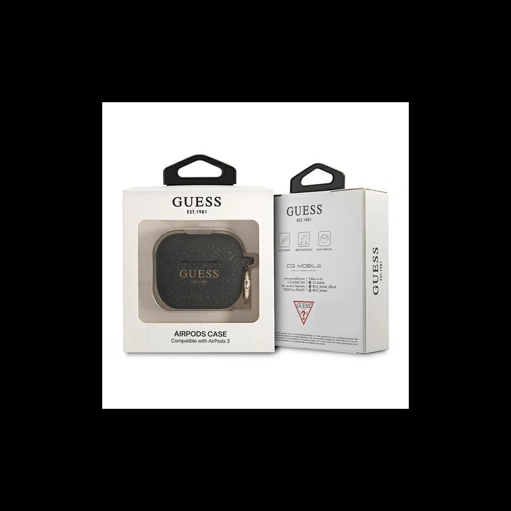 Guess GUA3SGGEK Apple AirPods 3 cover black Silicone Glitter - 3