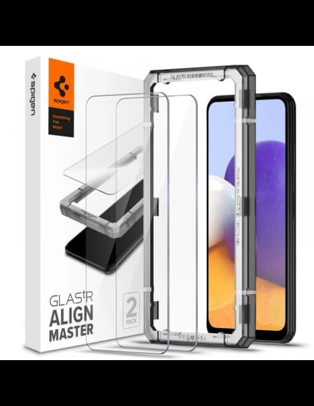 Spigen Samsung Gehärtetes Glas GLAS.tR Slim AlignMaster Galaxy A22 5G [2 PACK]