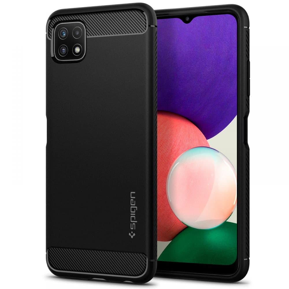 Spigen Samsung Gehäuse Rugged Armor Galaxy A22 5G Mattschwarz