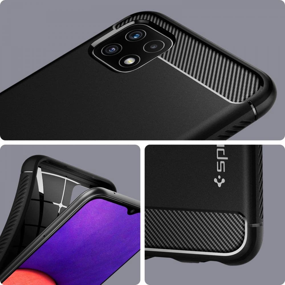 Spigen Samsung Gehäuse Rugged Armor Galaxy A22 5G Mattschwarz - 2
