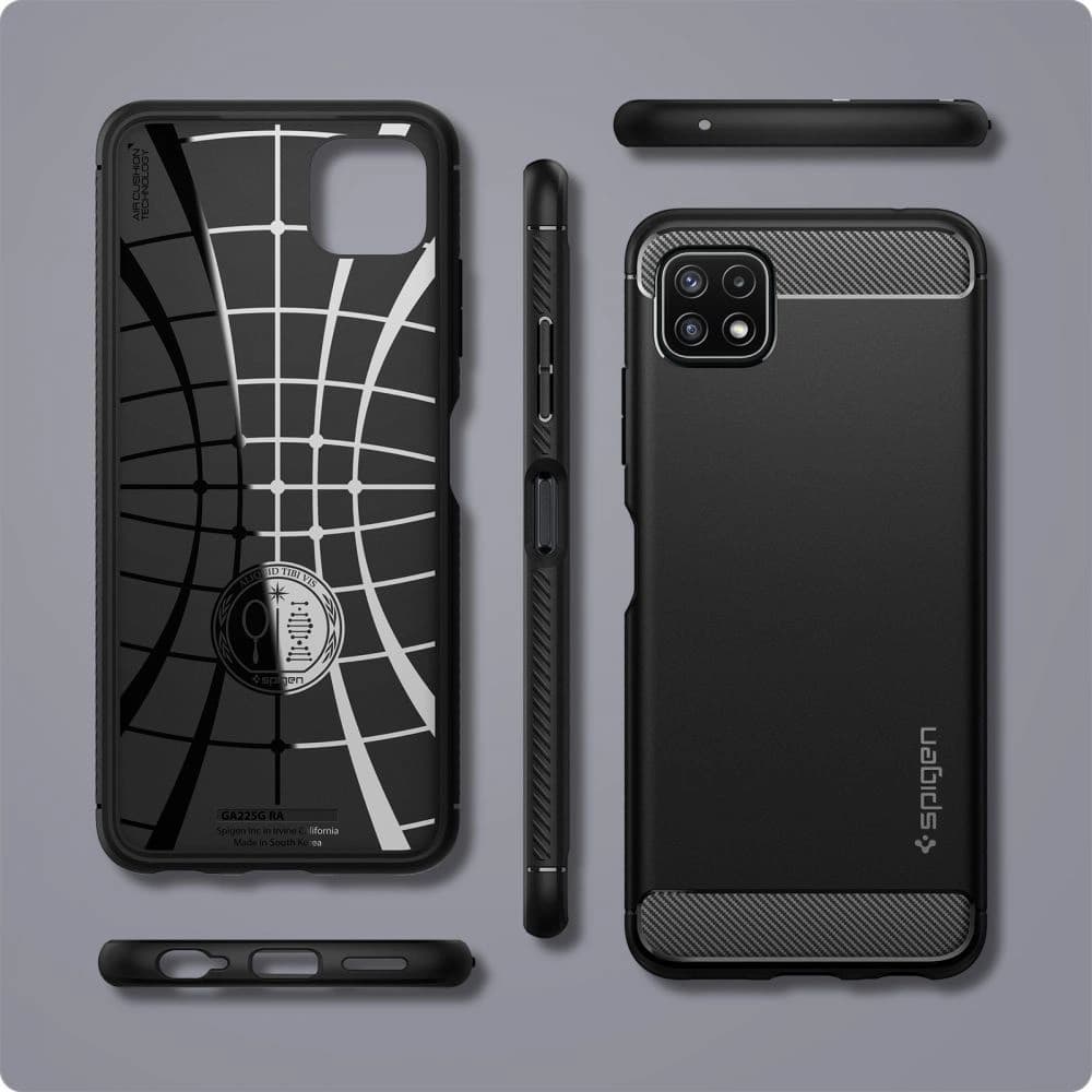 Spigen Samsung Gehäuse Rugged Armor Galaxy A22 5G Mattschwarz - 3