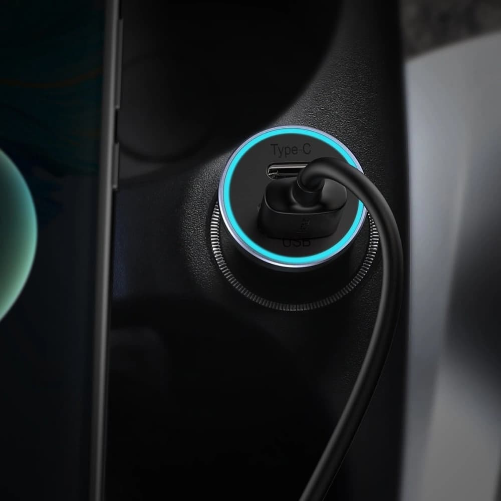 Autós töltő Baseus Golden Contactor Pro, USB + USB-C, QC4.0+, PD, SCP, 40W (szürke) + 1m USB-C kábel iP-hez (fekete) - 9