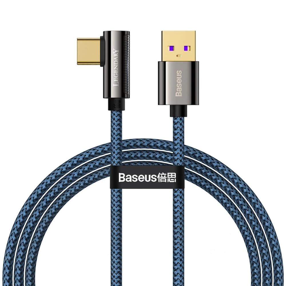 Kabel USB do USB-C kątový Baseus Legend Series, 66W, 1m (modrý)