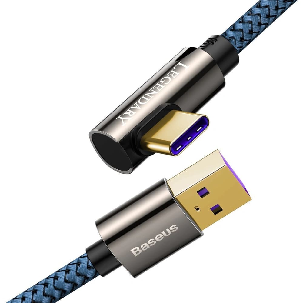 Kabel USB do USB-C kątový Baseus Legend Series, 66W, 1m (modrý) - 3