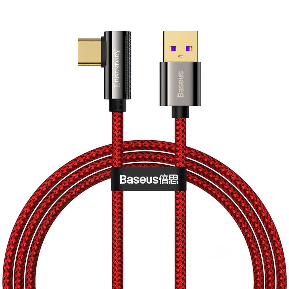 Kabel USB do USB-C kątový Baseus Legend Series, 66W, 1m (červený) - 1