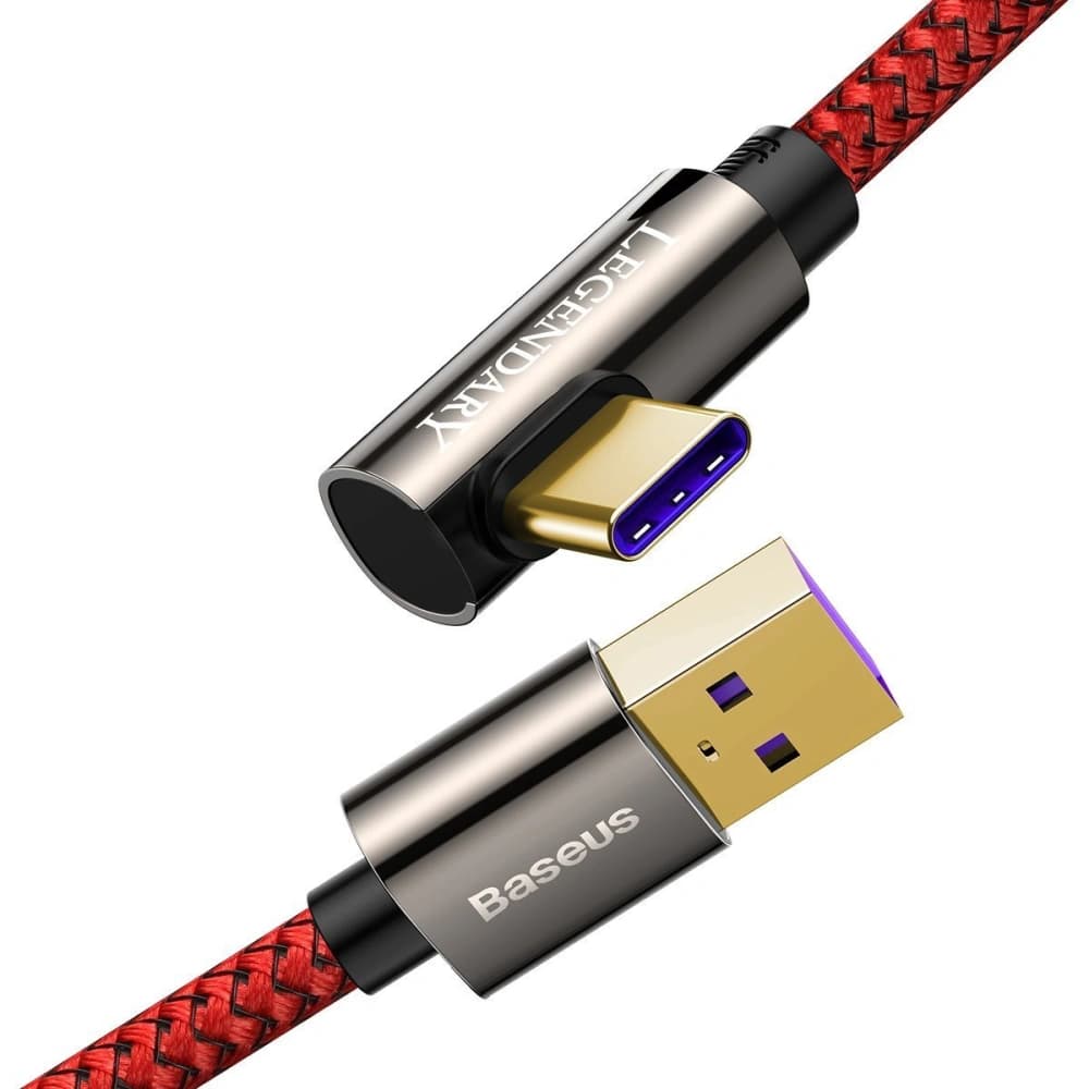 Kabel USB do USB-C kątový Baseus Legend Series, 66W, 1m (červený) - 2