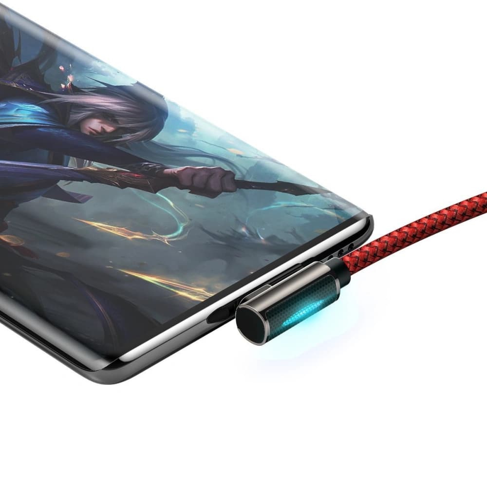 Kabel USB do USB-C kątový Baseus Legend Series, 66W, 1m (červený) - 4
