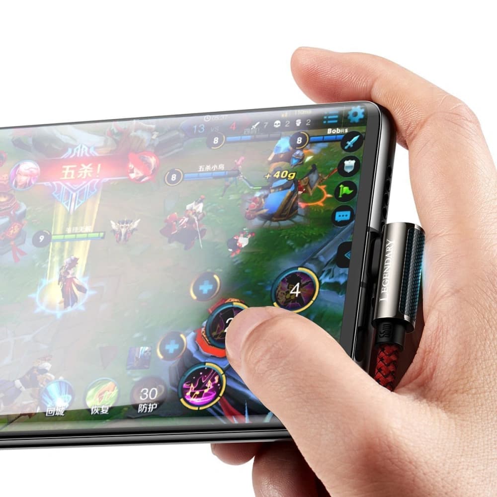 Kabel USB do USB-C kątový Baseus Legend Series, 66W, 1m (červený) - 6