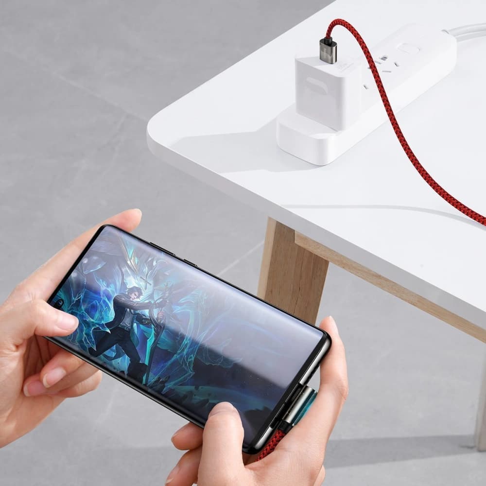 Kabel USB do USB-C kątový Baseus Legend Series, 66W, 1m (červený) - 7