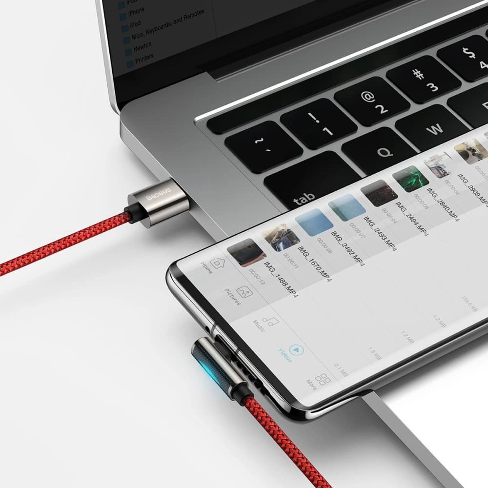 Kabel USB do USB-C kątový Baseus Legend Series, 66W, 1m (červený) - 9