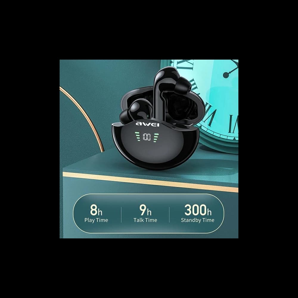 AWEI Bluetooth 5.1 T12P TWS fülhallgató + dokkoló állomás fekete - 5