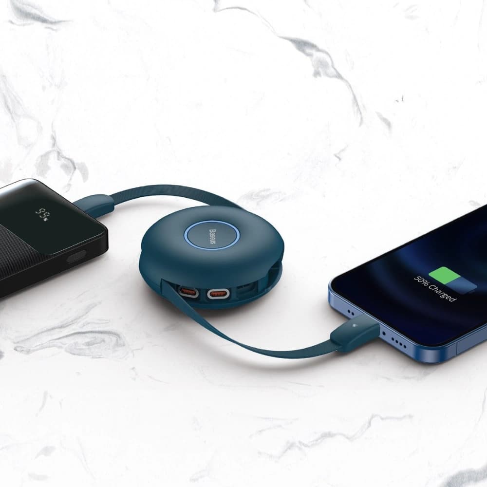 USB mágneses kábel Baseus Zinc 3w1 USB-C / Lightning / Micro 20W, 1m (kék) - 7